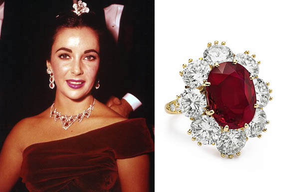 Elizabeth Taylor Rubu ring and necklace